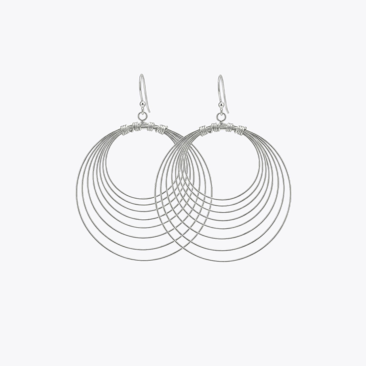 Silver Multi-Layer Hoop Drop Earrings image 2