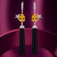 Golden Teardrop Black Tassel Earrings image 0