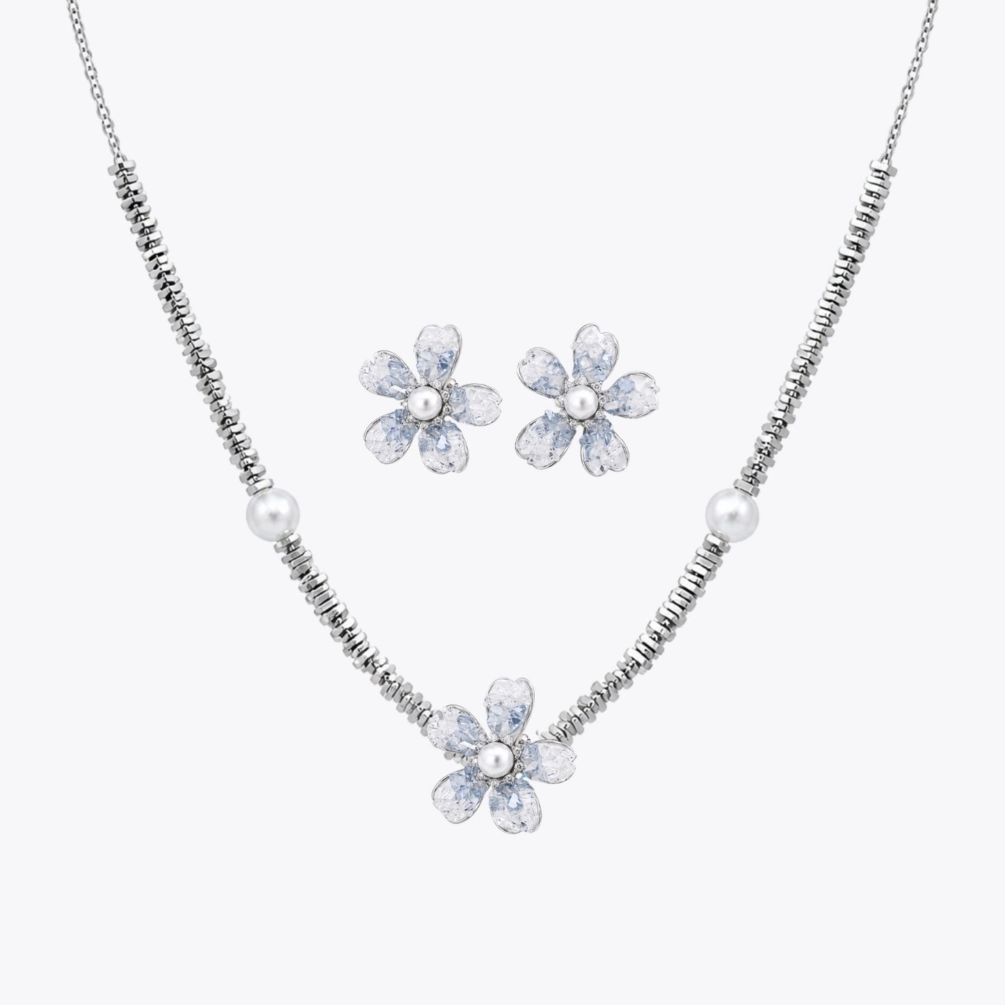 Aqua Bloom Pearl Necklace &amp; Earrings Combo image 12