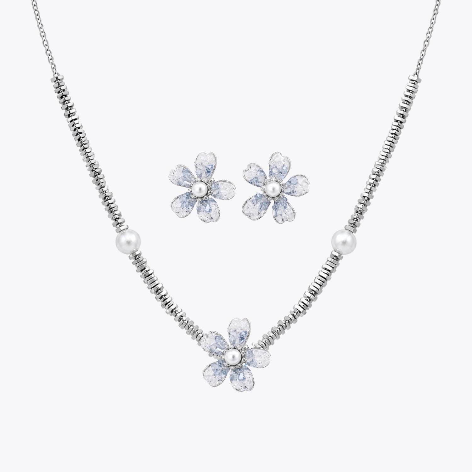Aqua Bloom Pearl Necklace &amp; Earrings Combo image 12