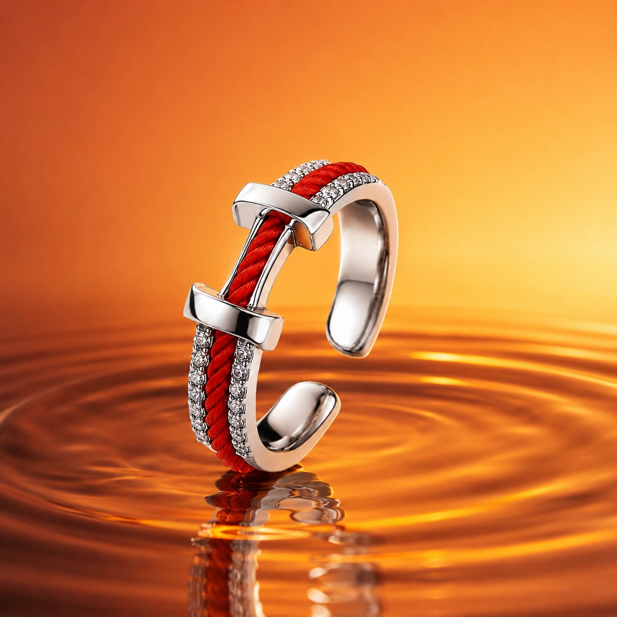 The Alencia Urban Serenade Red Cord Staple Ring image 0