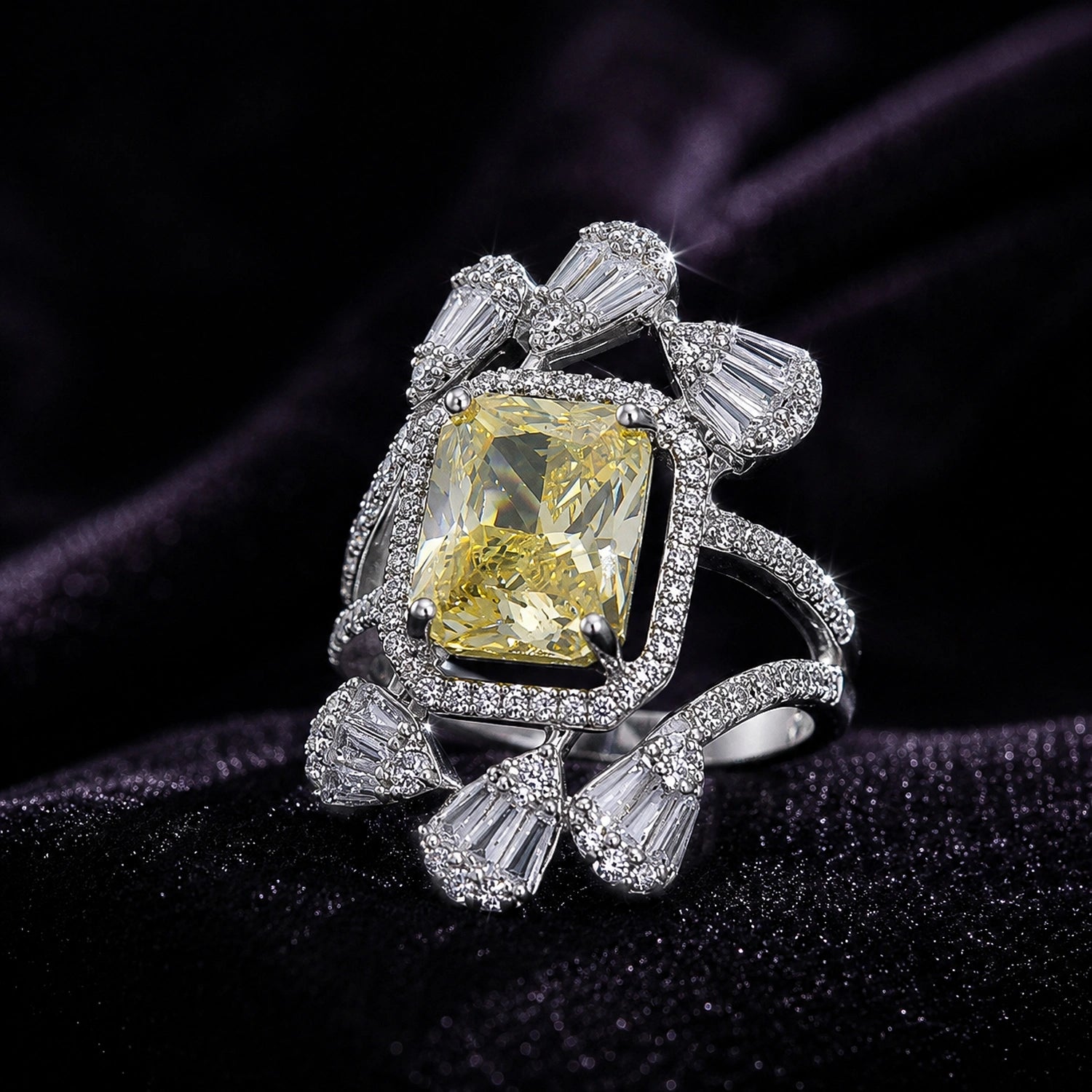 The Alencia Solar Radiance Canary Yellow Cocktail Ring image 0
