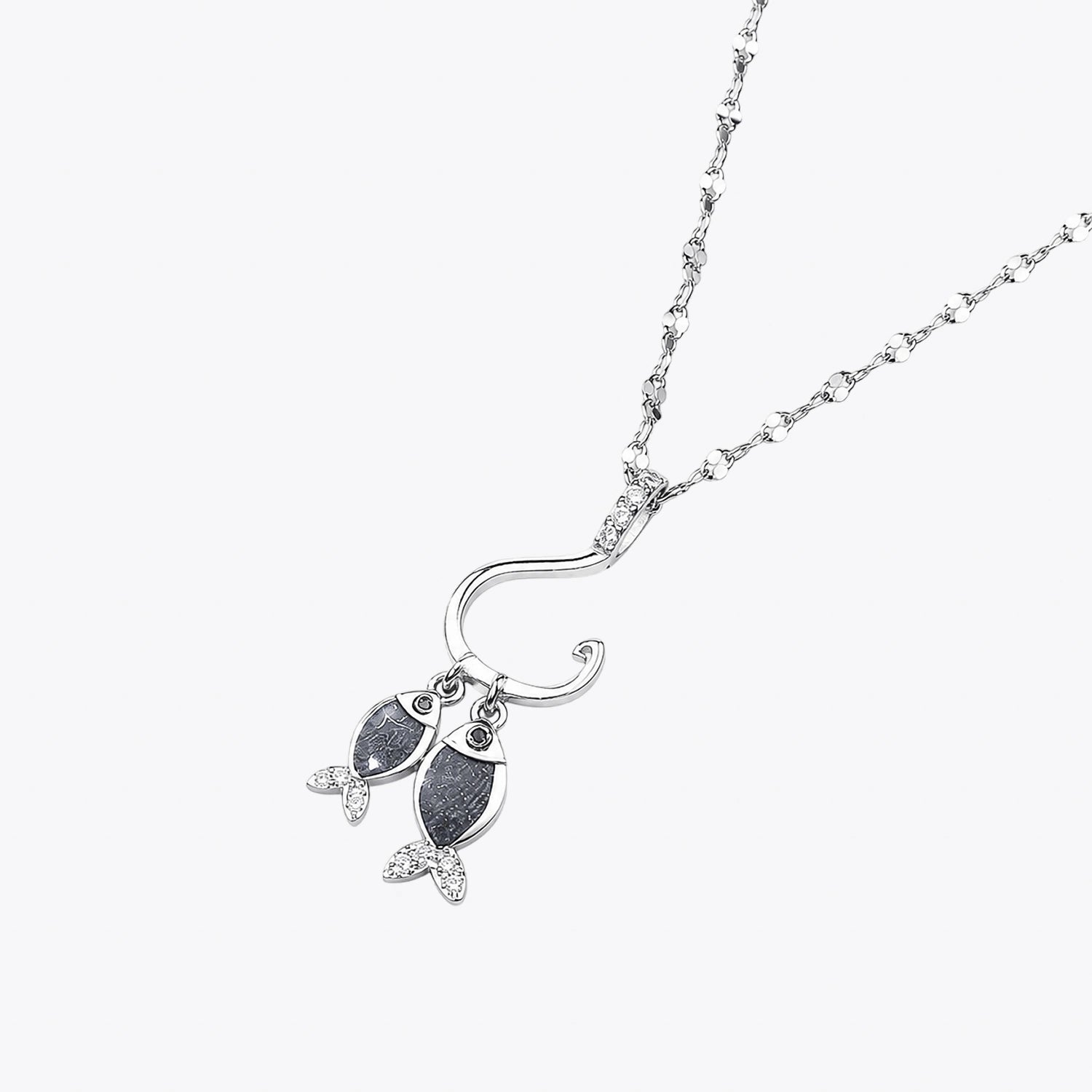The Alencia Urban Dual Pisces Hook Silver Necklace image 2