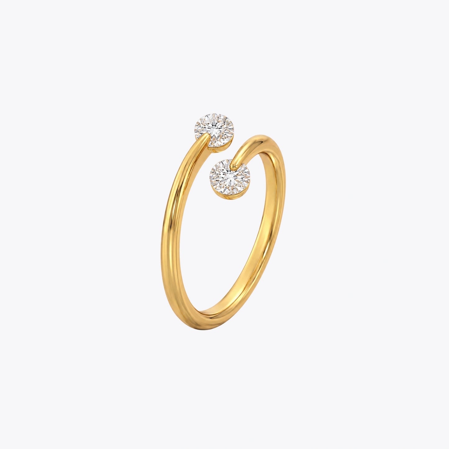 Gold Plated Silver Dual Stone Open Ring image 2