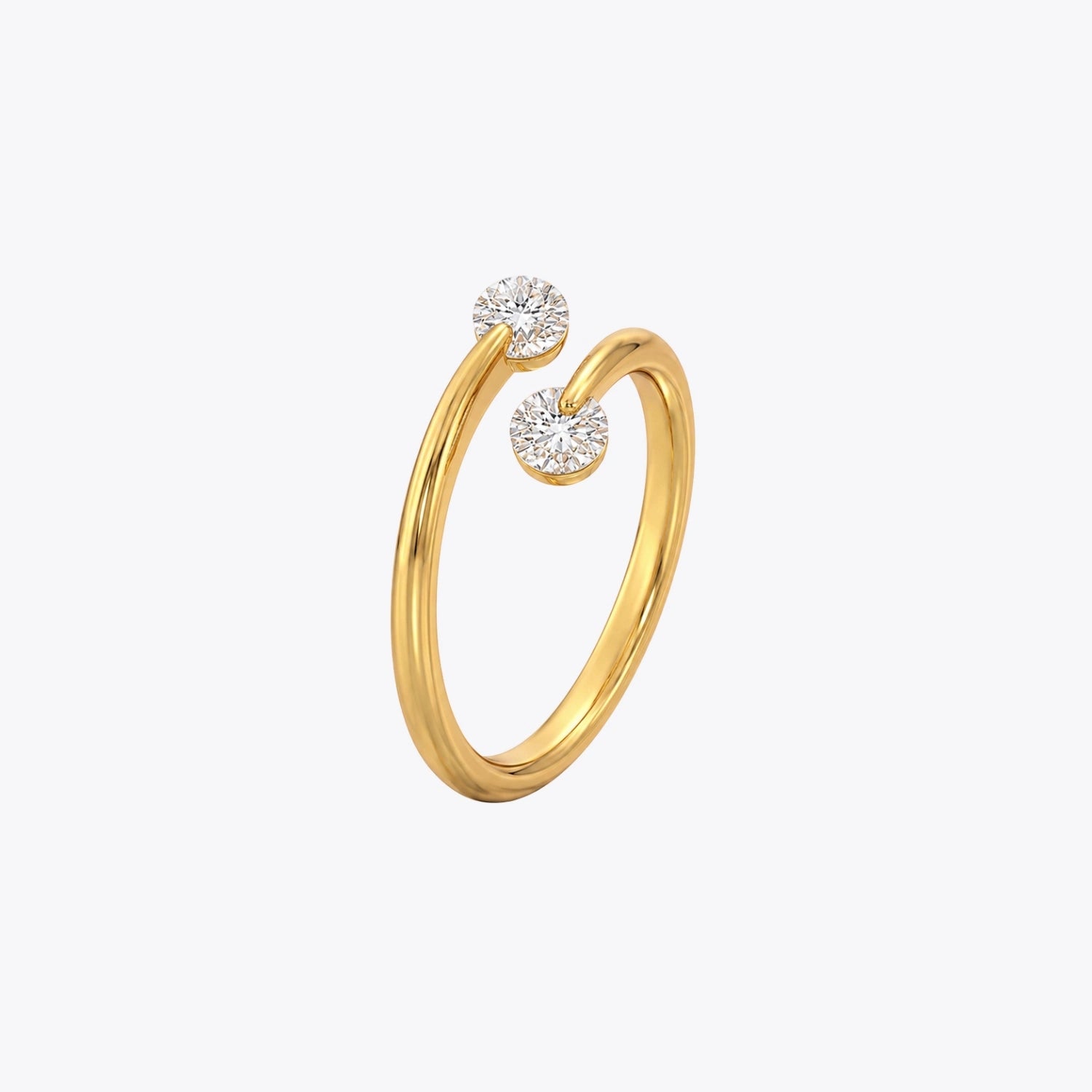Gold Plated Silver Dual Stone Open Ring image 2
