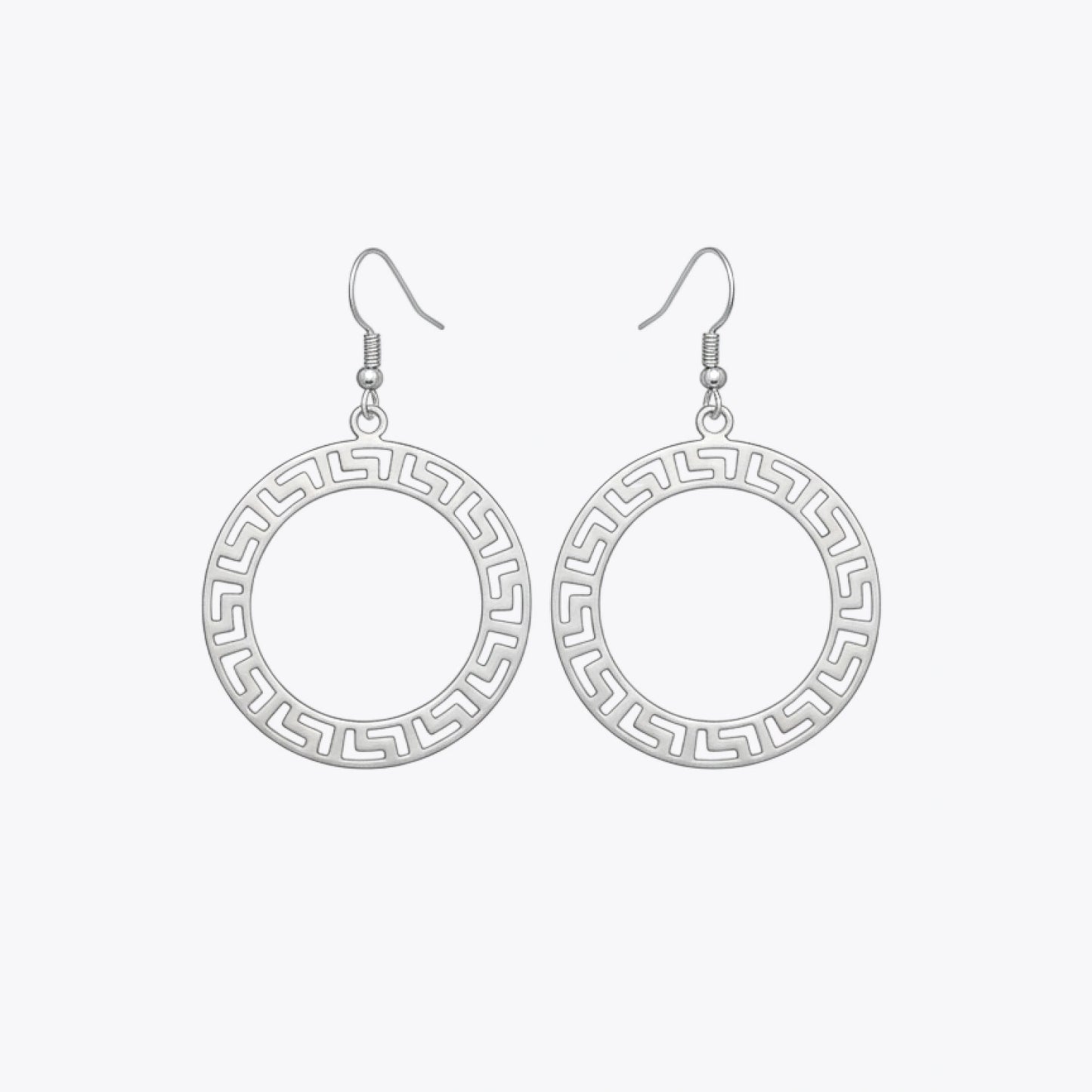 Greek Halo Silver Hoop Earrings image 2