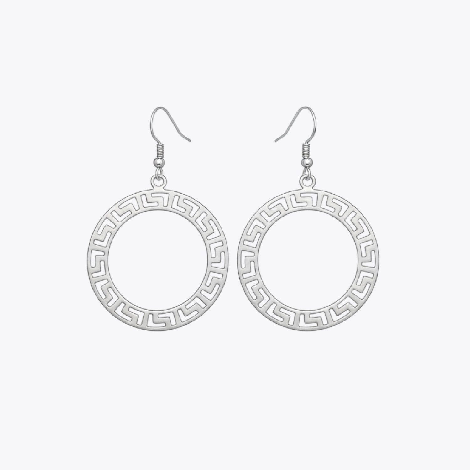 Greek Halo Silver Hoop Earrings image 2