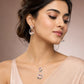 Peach Blossom Floral Silver Pendant Set with Earrings image 1