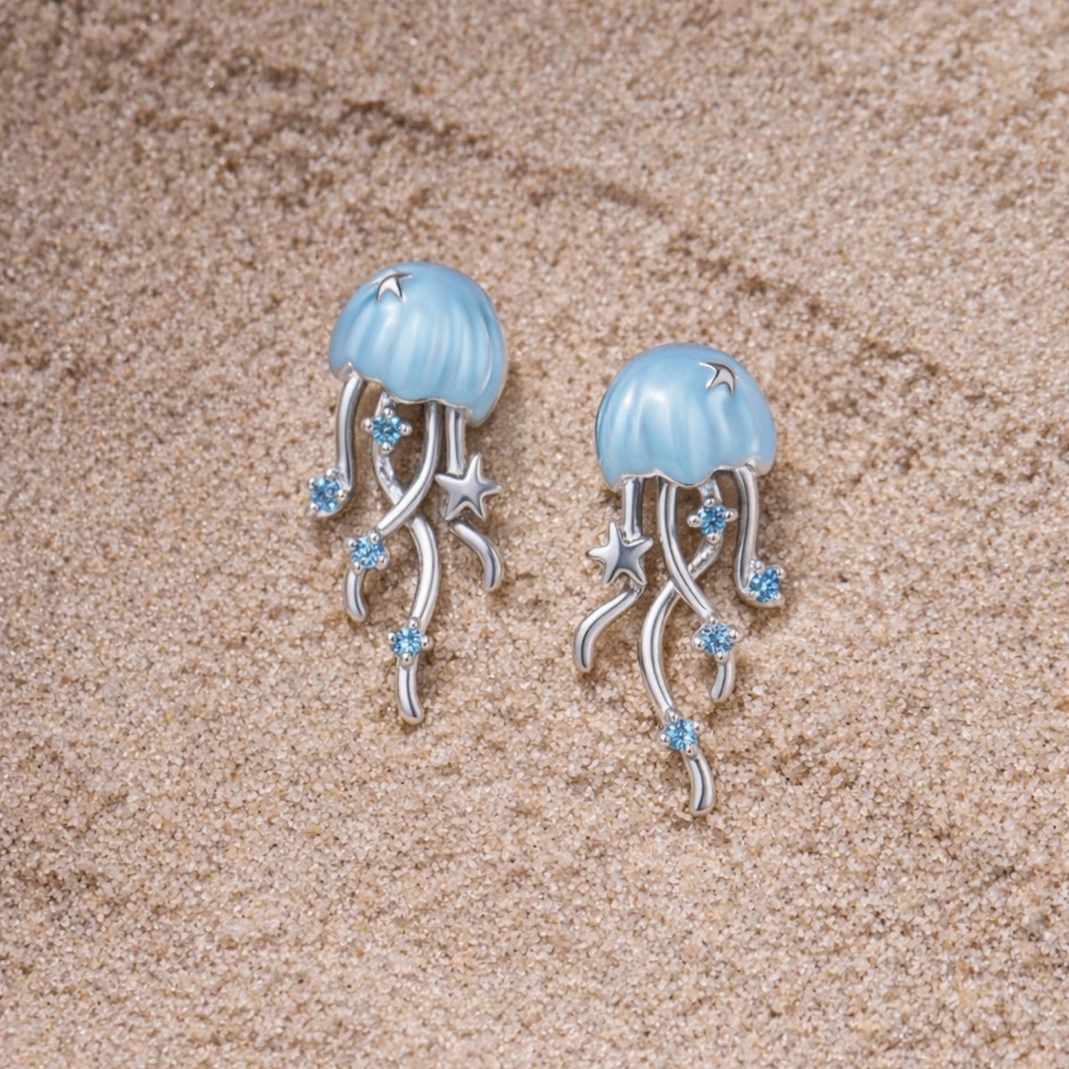 Ocean Jellyfish Blue Drop Earrings image 0