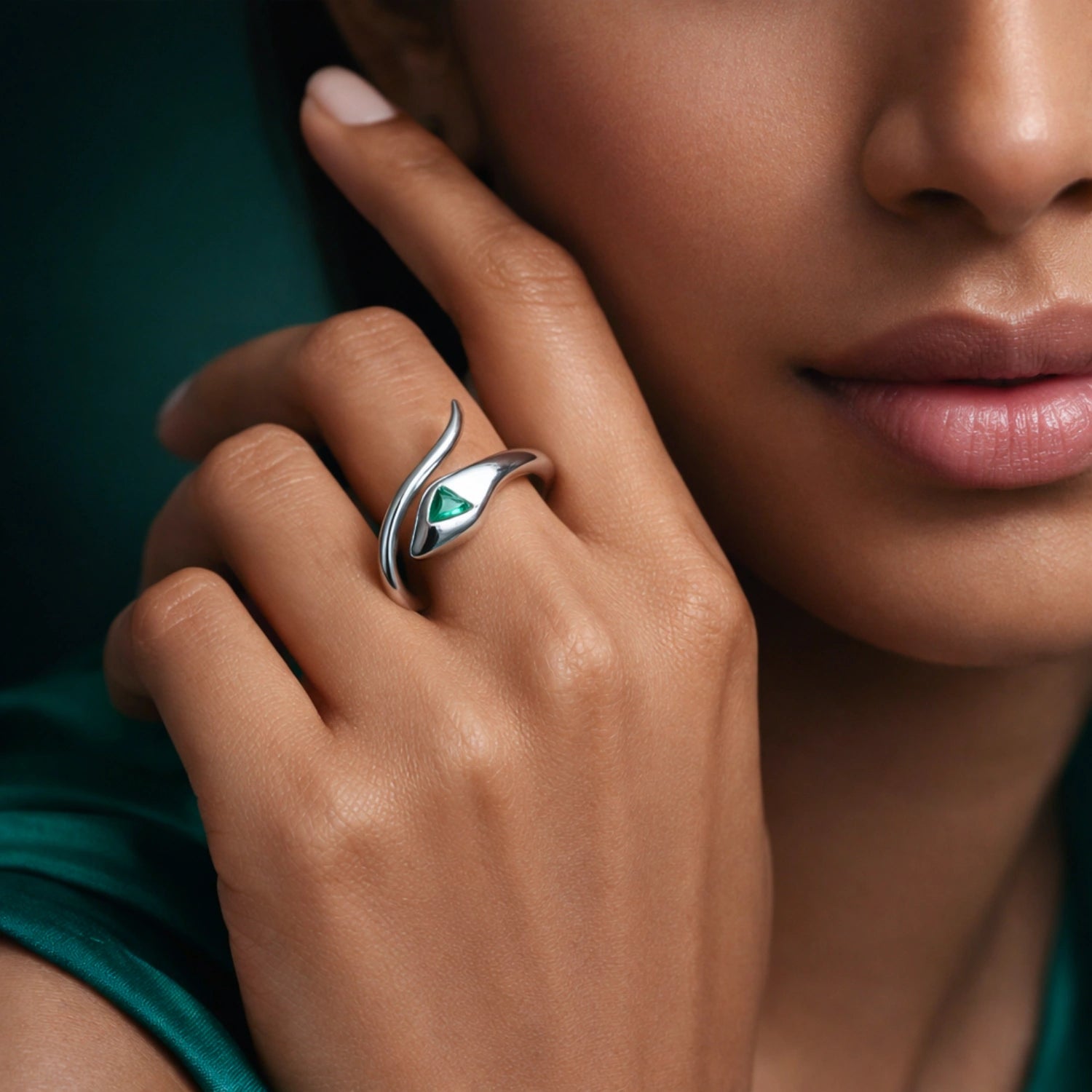 Emerald Serpent Wrap Ring image 1