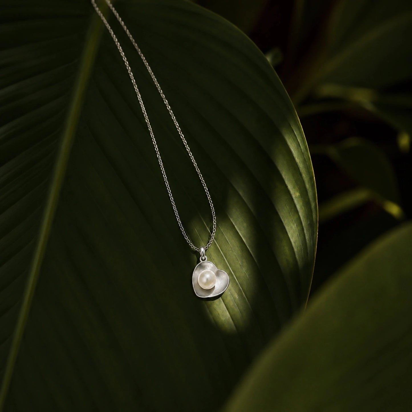 Pearl Heart Silver Pendant image 0