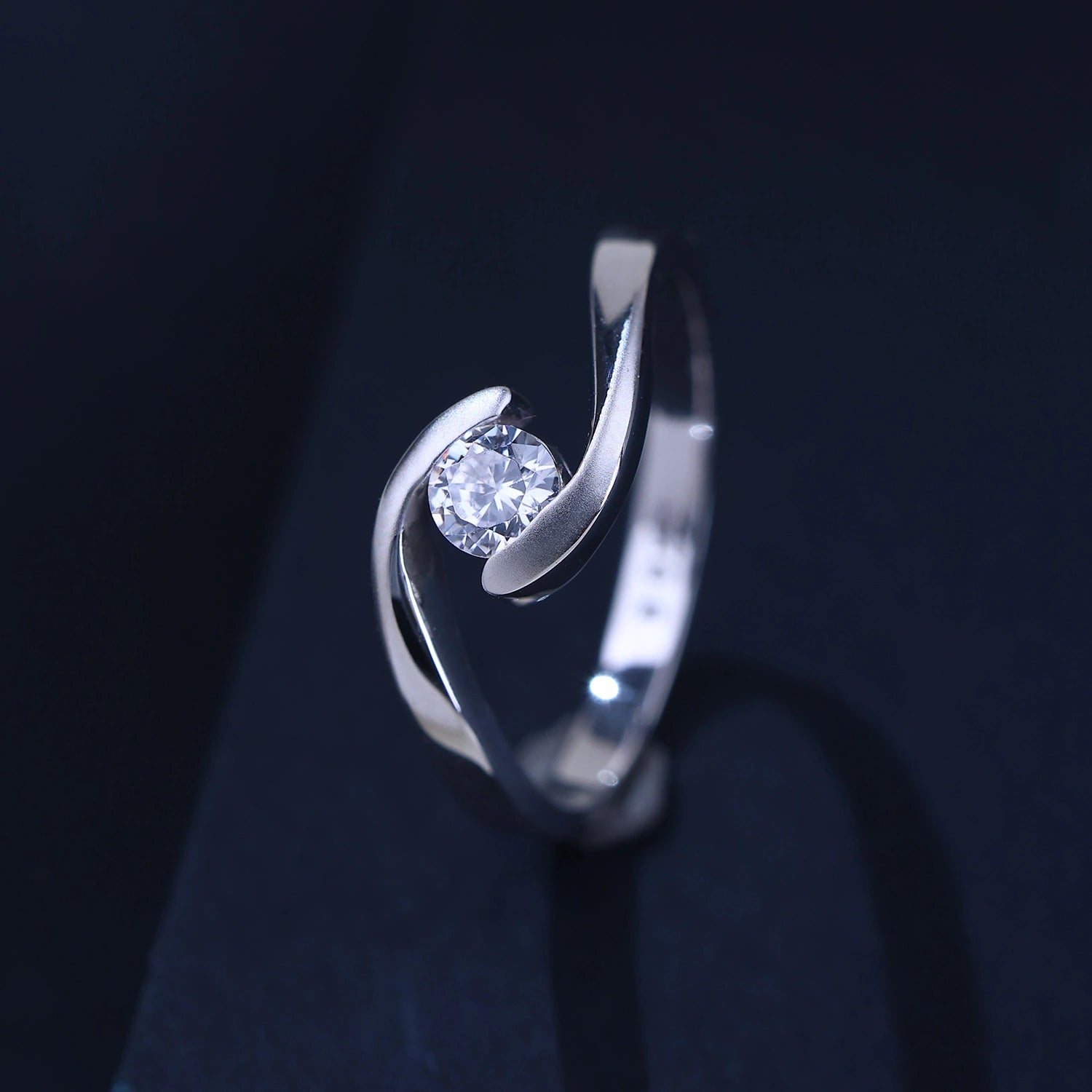 The Alencia Urban Serenade Spiral Bypass Solitaire Ring image 0