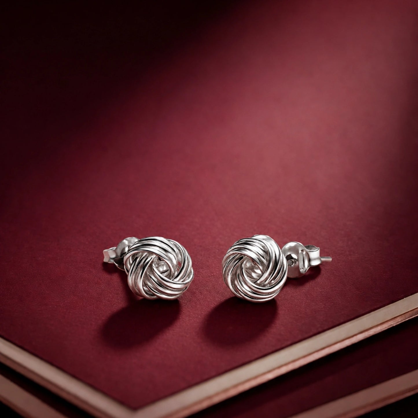 Silver Knot Stud Earrings image 0
