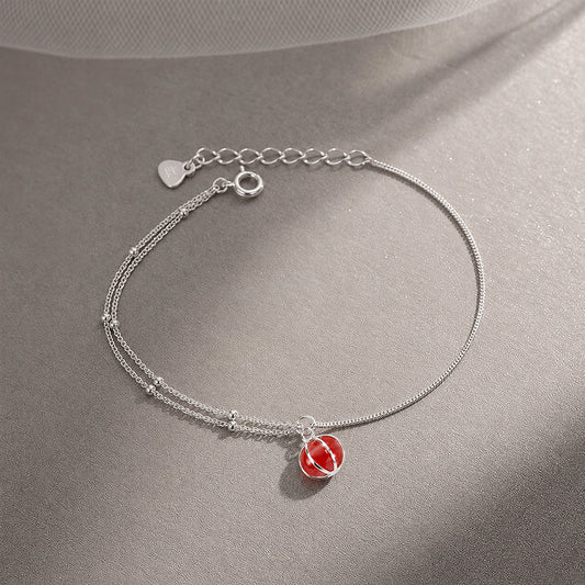 Silver Red Bead Charm Bracelet image 0