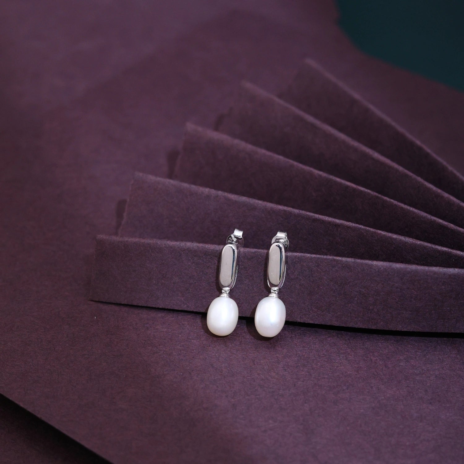 Oval Pearl Drop Earrings image 0