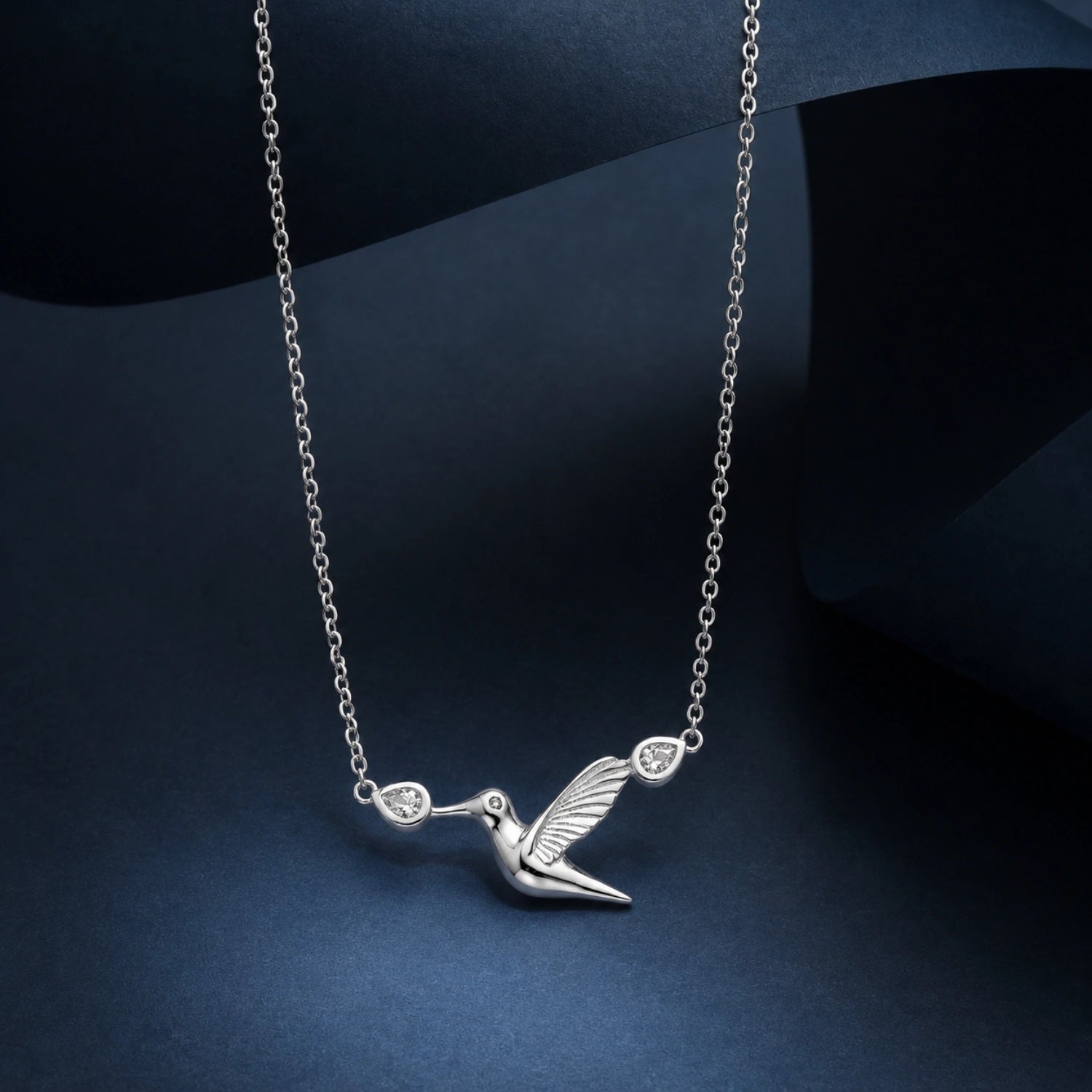 Silver Hummingbird Grace Necklace image 0