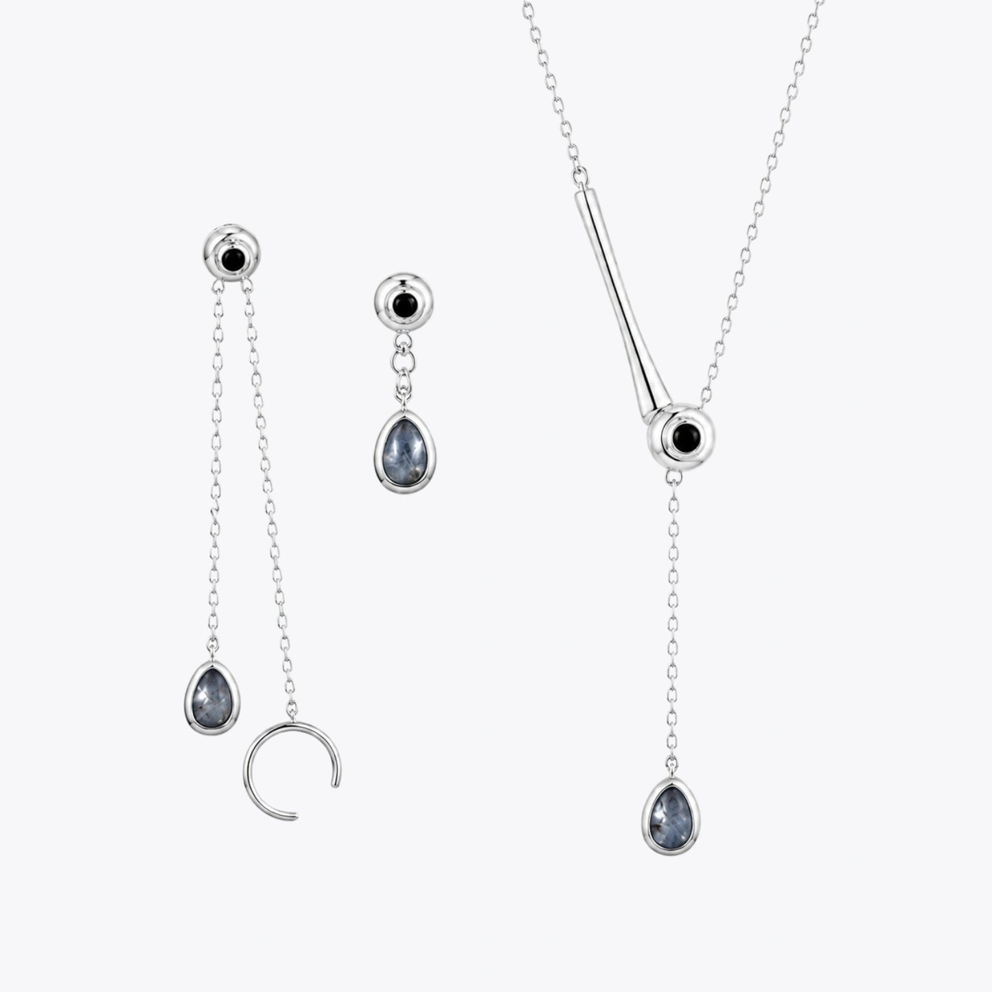 Silver Lunar Drop Jewellery Set image 2