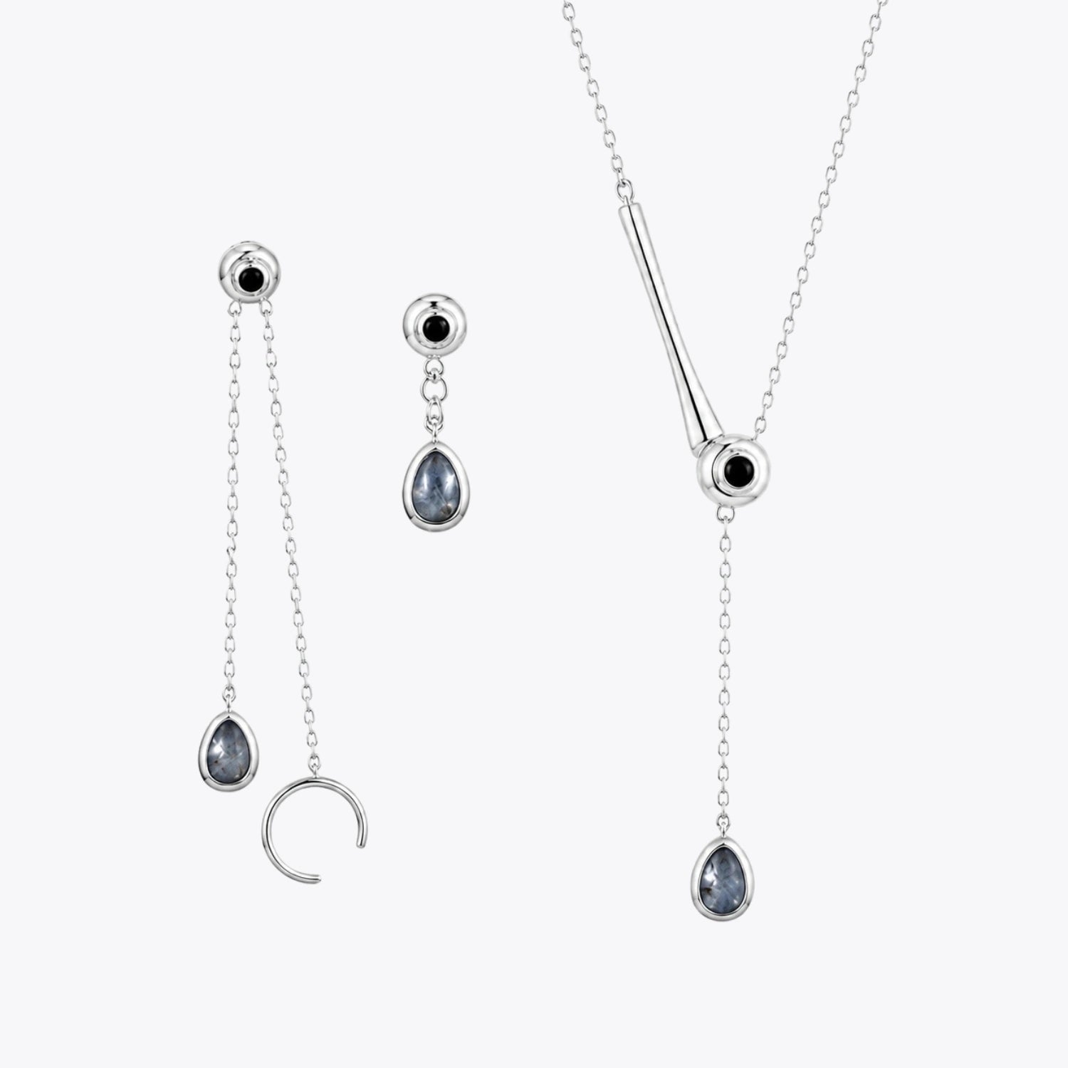 Silver Lunar Drop Jewellery Set image 2