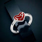 Silver Red Heart Adjustable Ring image 0