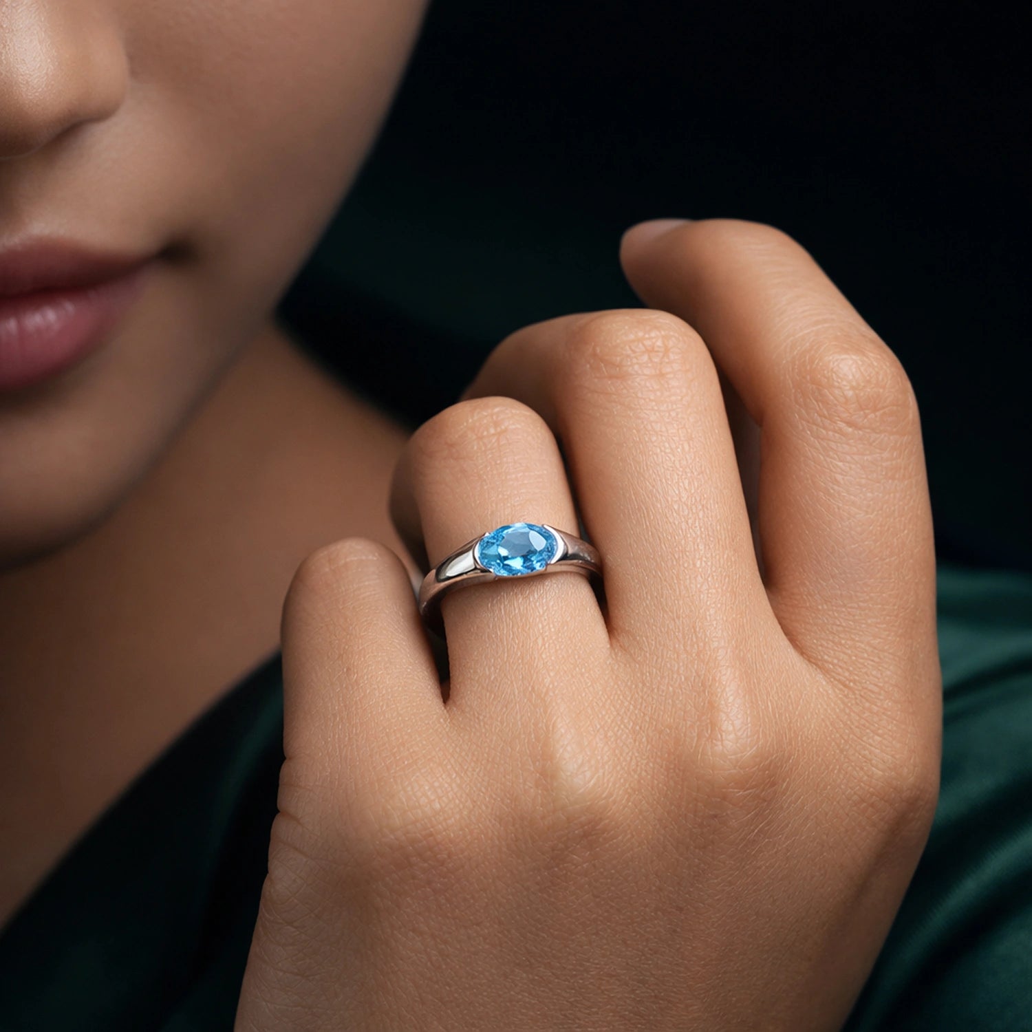 Oval Gemstone Silver Ring – 3 Colour Variation Collection image 1