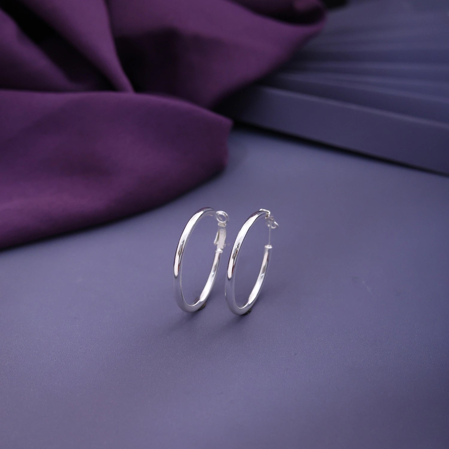 Classic Round Silver Hoop Earrings image 0