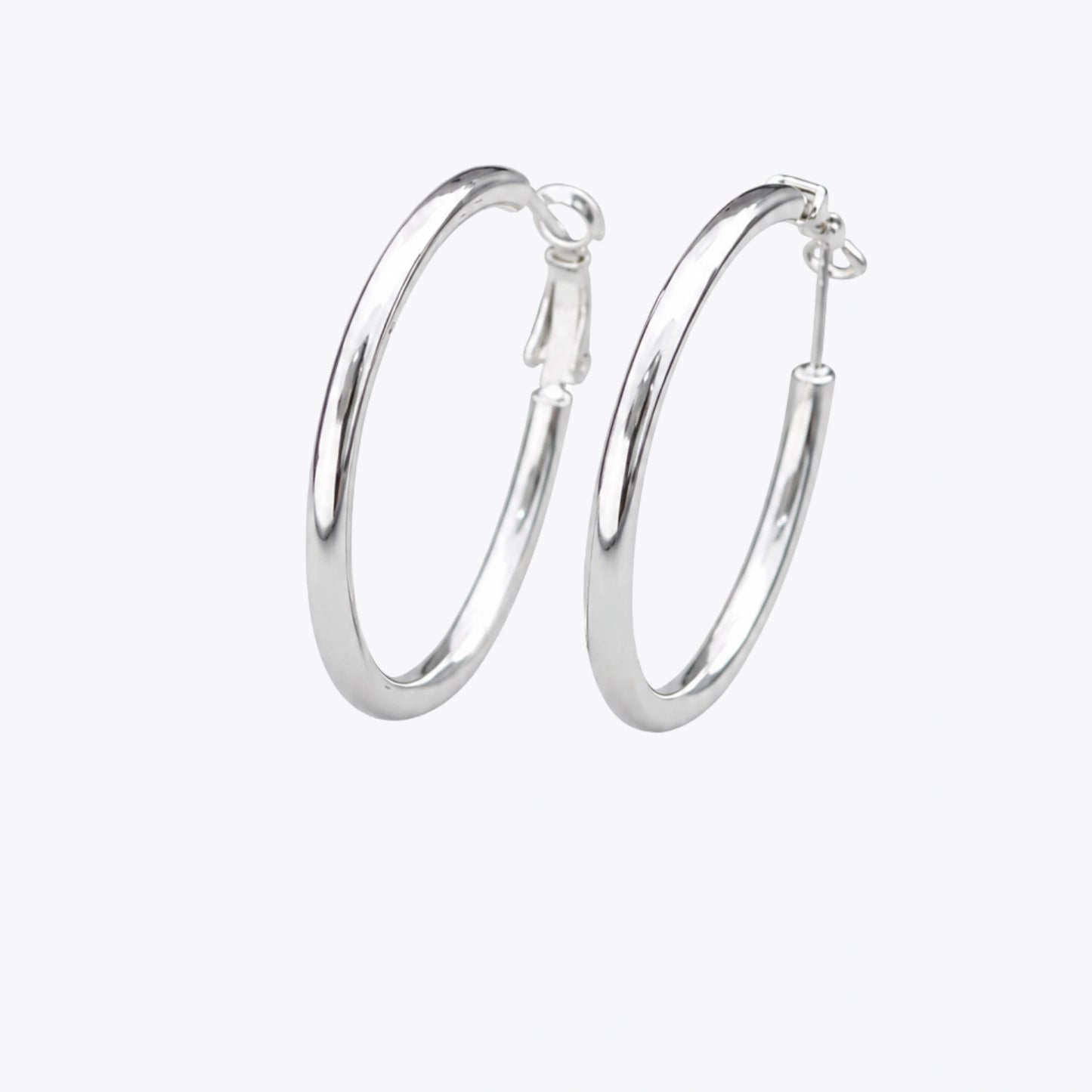 Classic Round Silver Hoop Earrings image 2