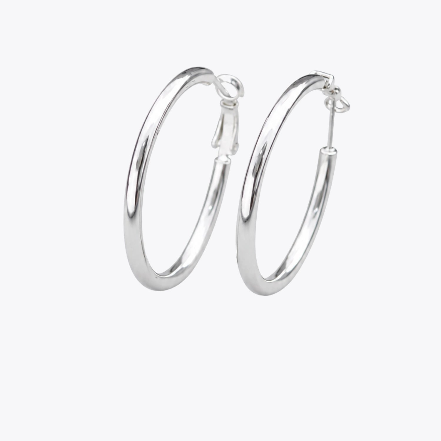 Classic Round Silver Hoop Earrings image 2