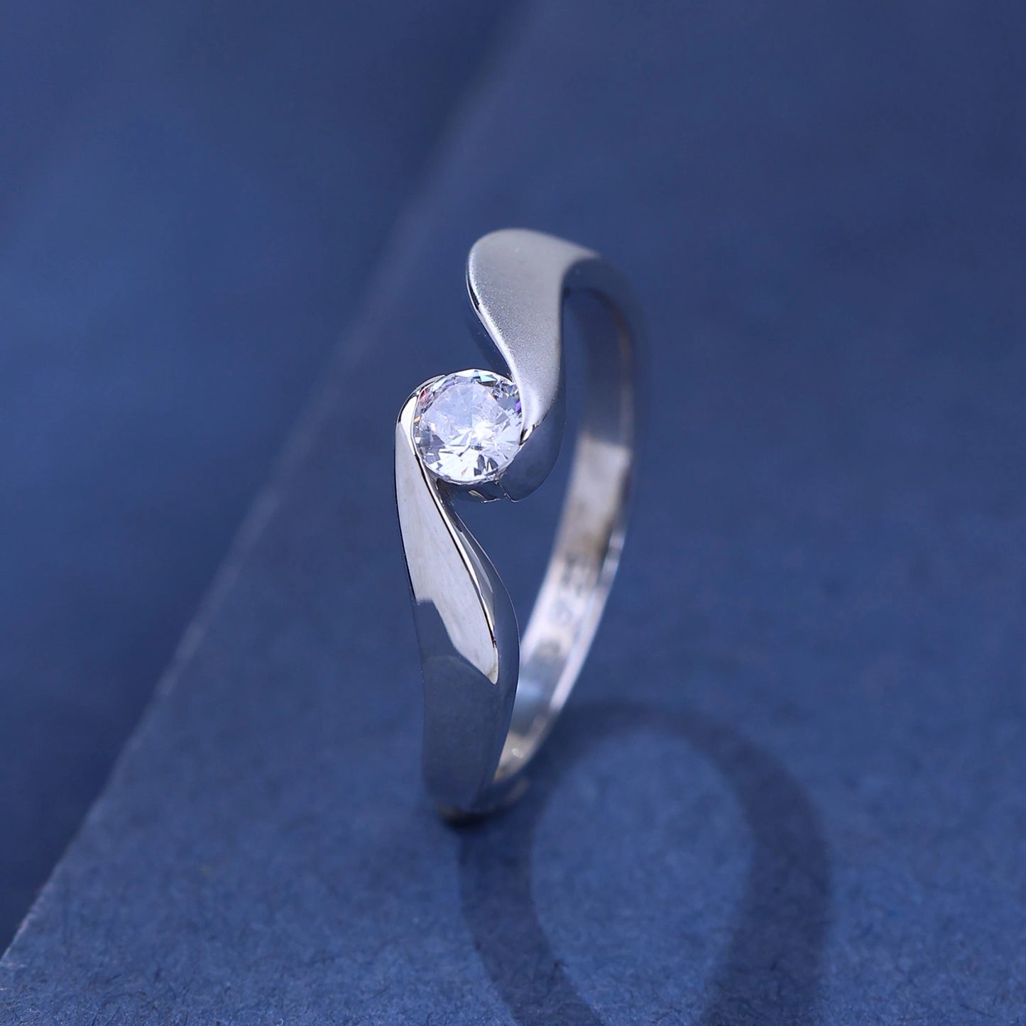 The Alencia Urban Serenade Peak Bypass Solitaire Ring image 0