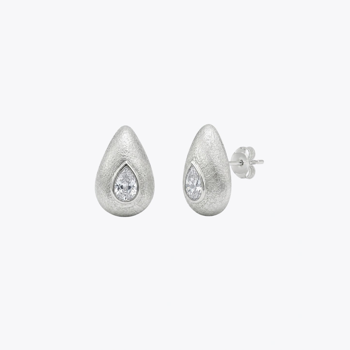 Silver Dewdrop Crystal Stud Earrings image 2