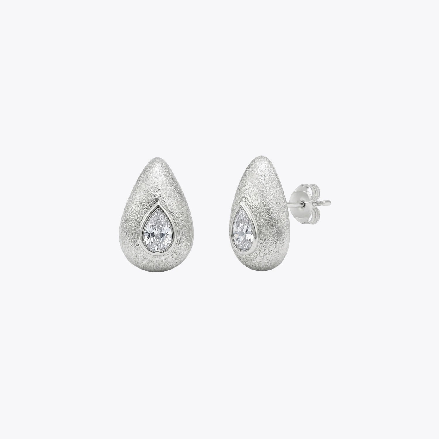 Silver Dewdrop Crystal Stud Earrings image 2
