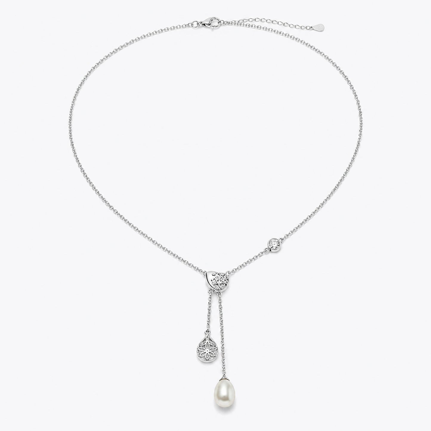 Pearl Drop Filigree Lariat Necklace image 2