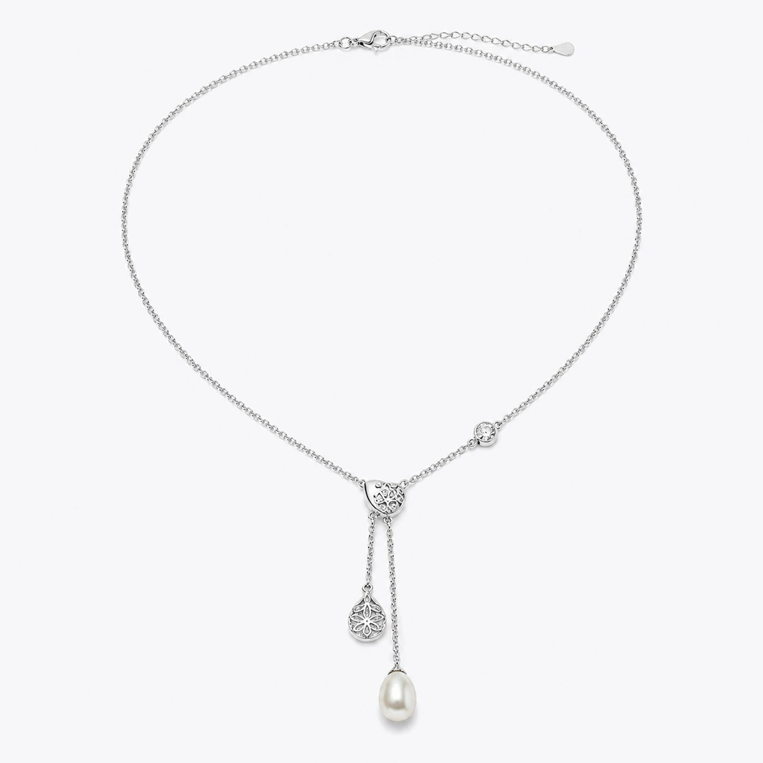 Pearl Drop Filigree Lariat Necklace image 2