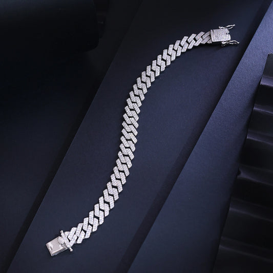 Alencia Iced Cuban 925 Sterling Silver Bracelet image 0