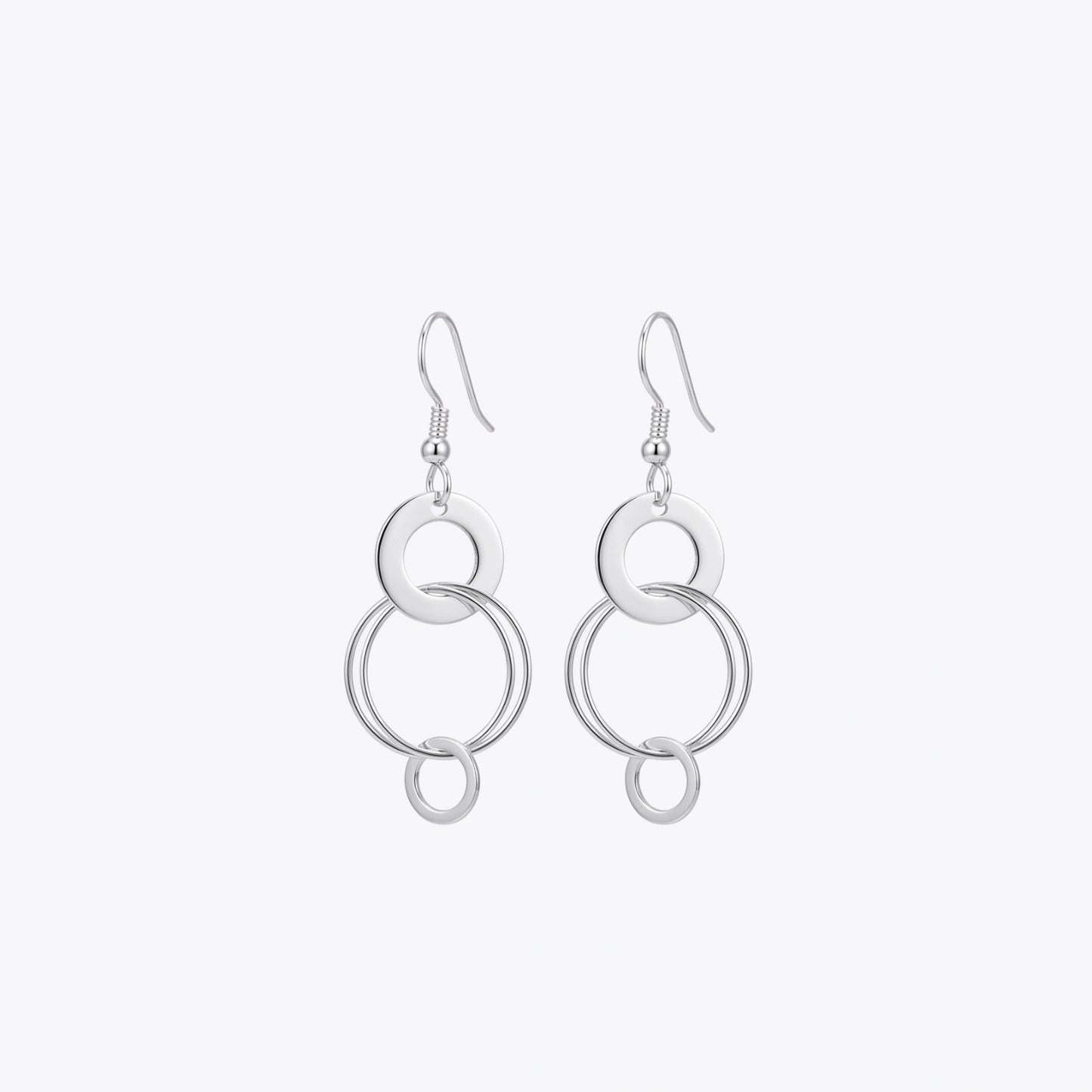 Layered Circle Silver Drop Earrings image 2