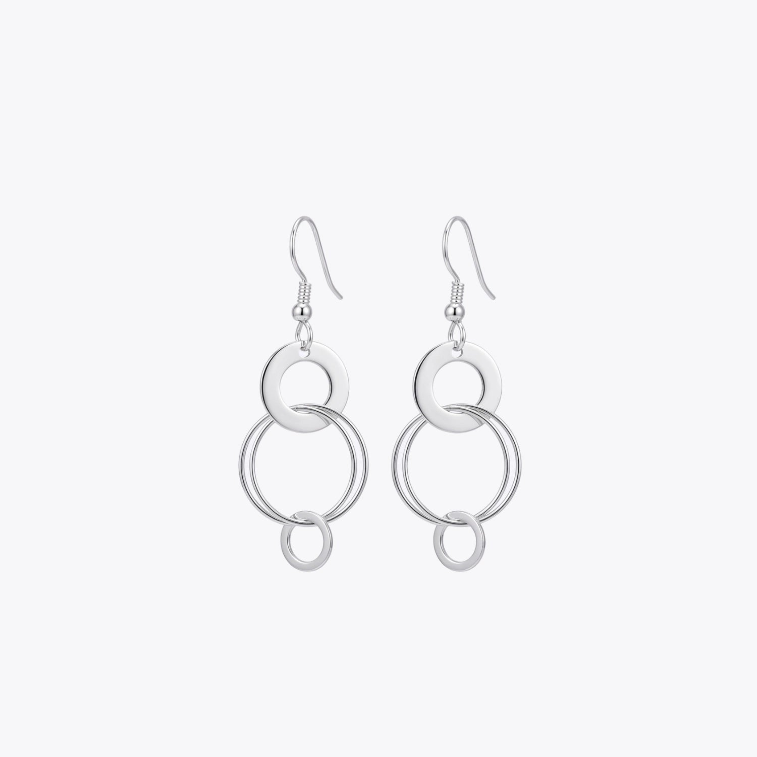 Layered Circle Silver Drop Earrings image 2
