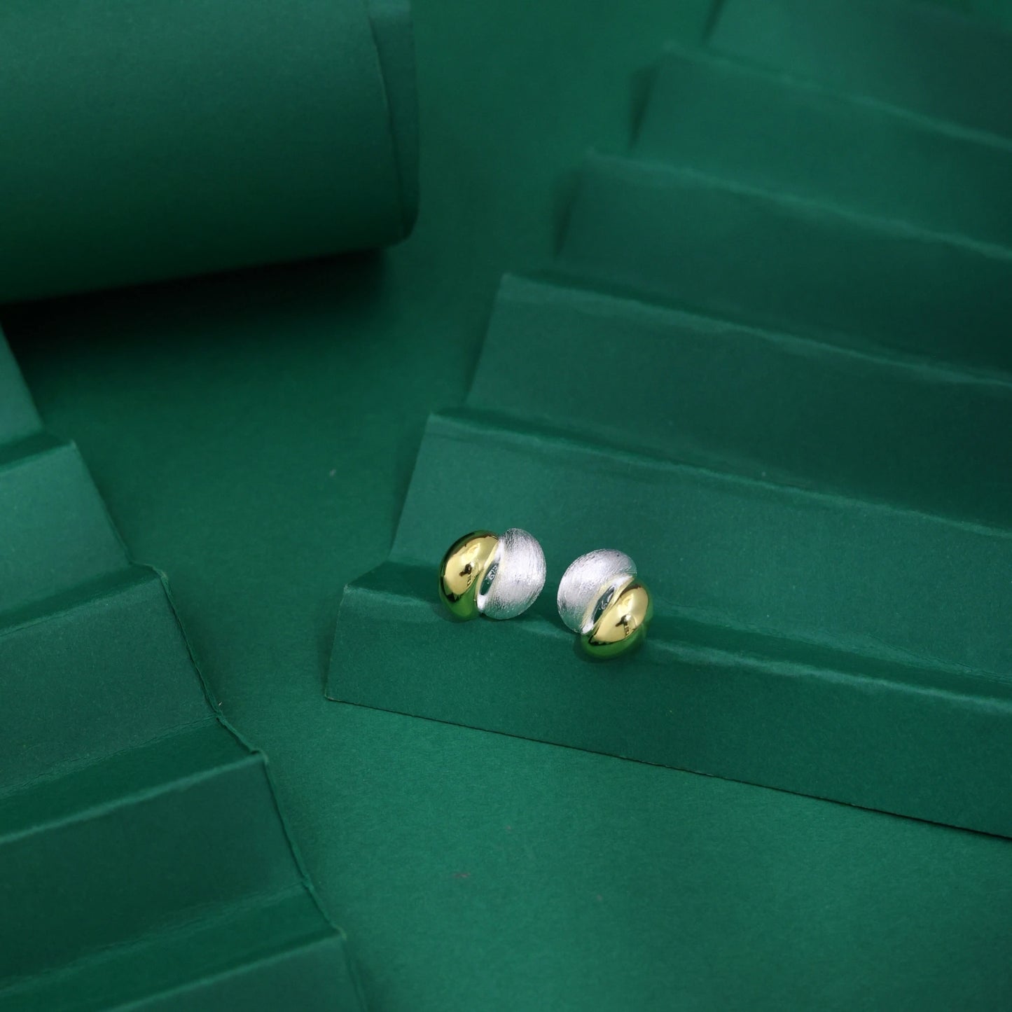 Two-Tone Dome Stud Earrings image 0