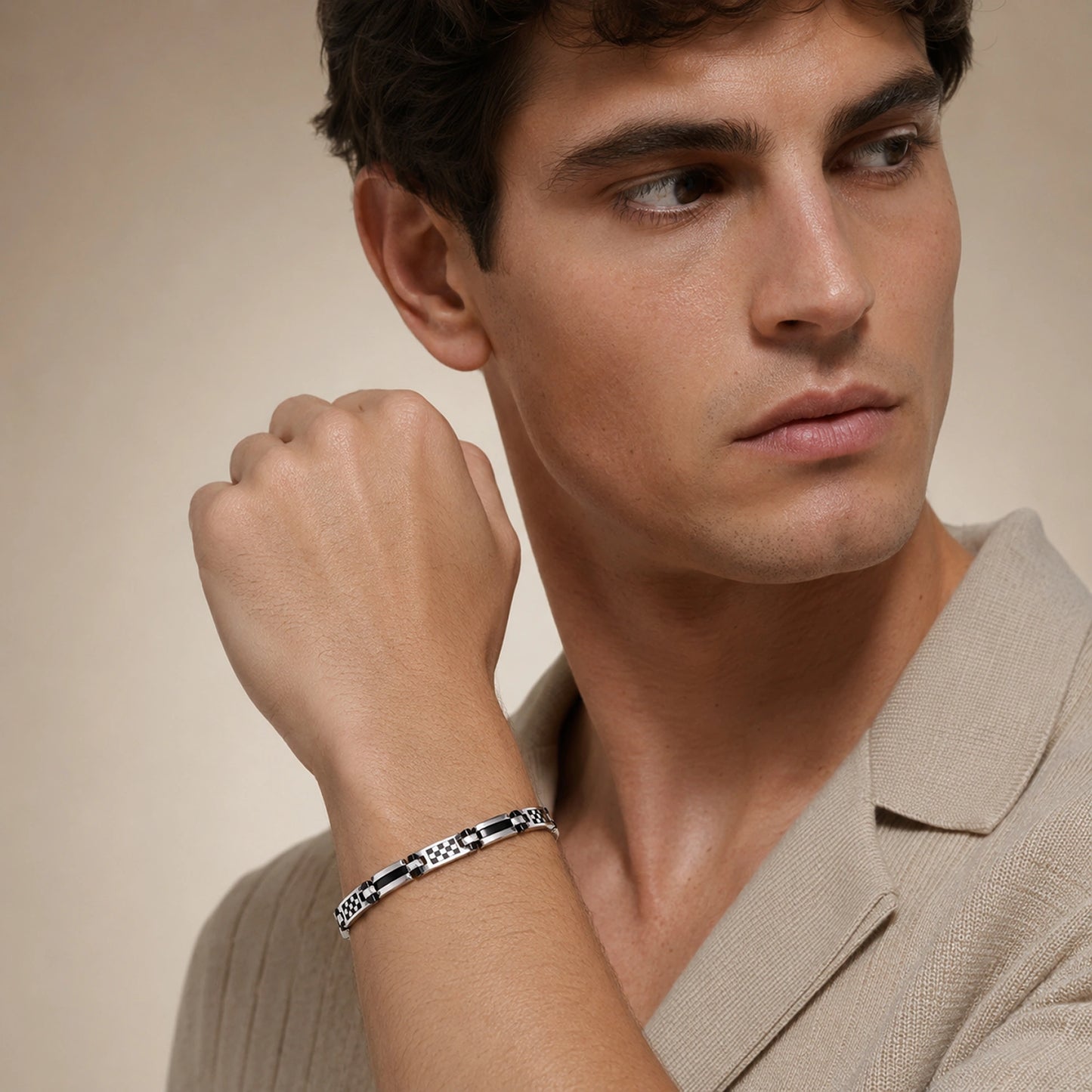 Alencia Checkmate Link 925 Sterling Silver Bracelet image 1