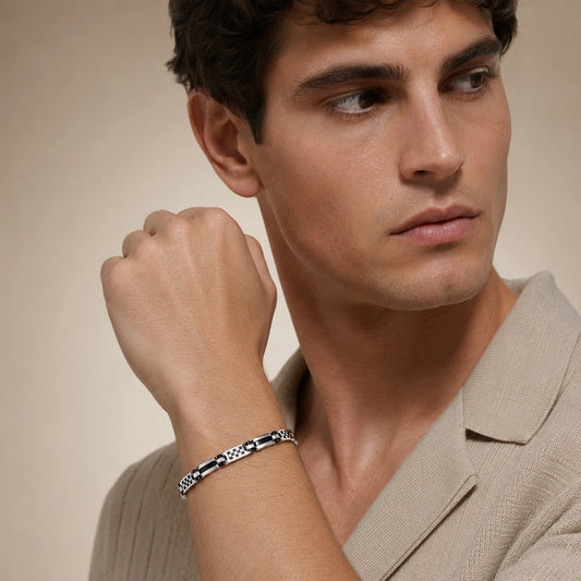 Alencia Checkmate Link 925 Sterling Silver Bracelet image 1