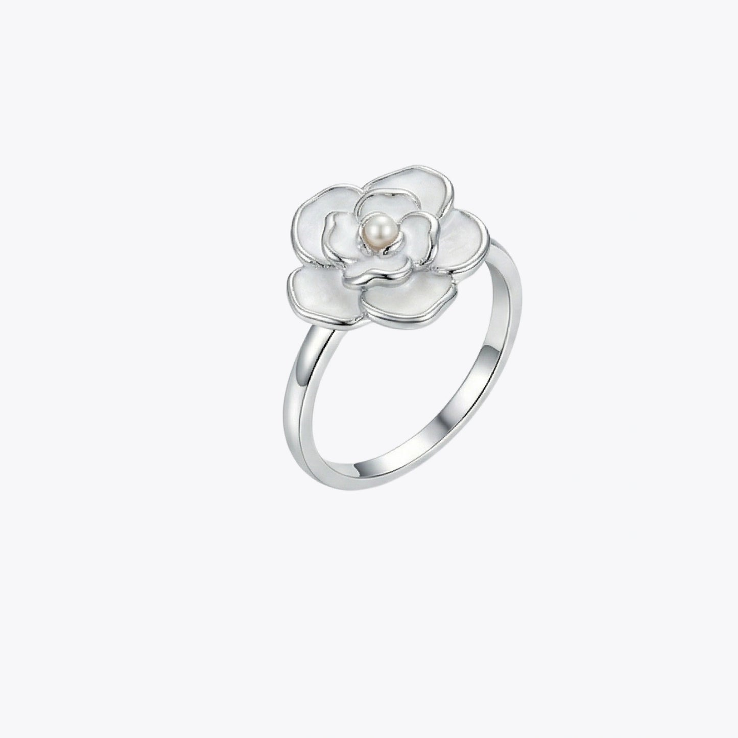 Pearl Bloom Silver Floral Ring image 2