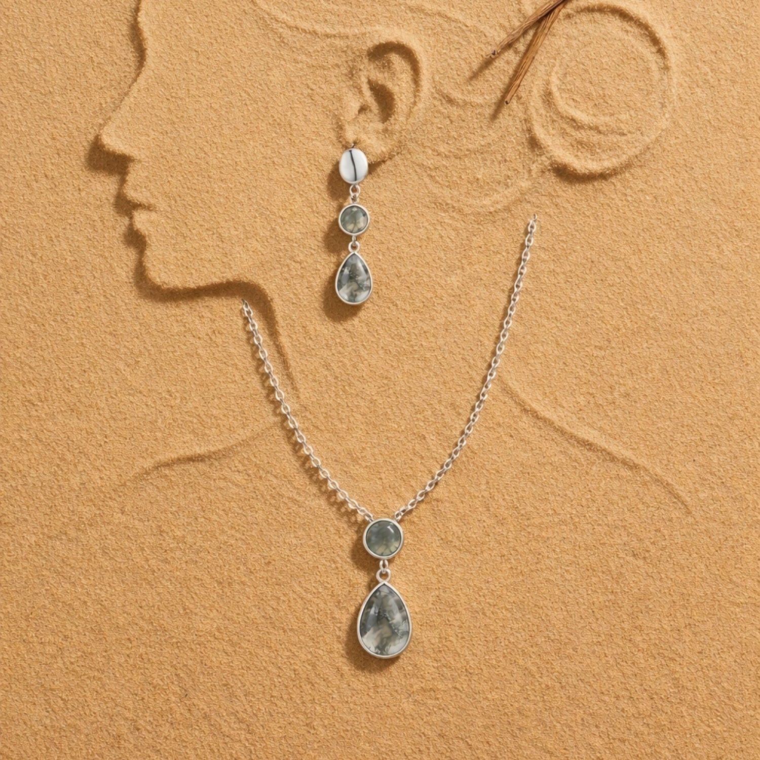Alencia Moss Agate Forest Drop Set image 0