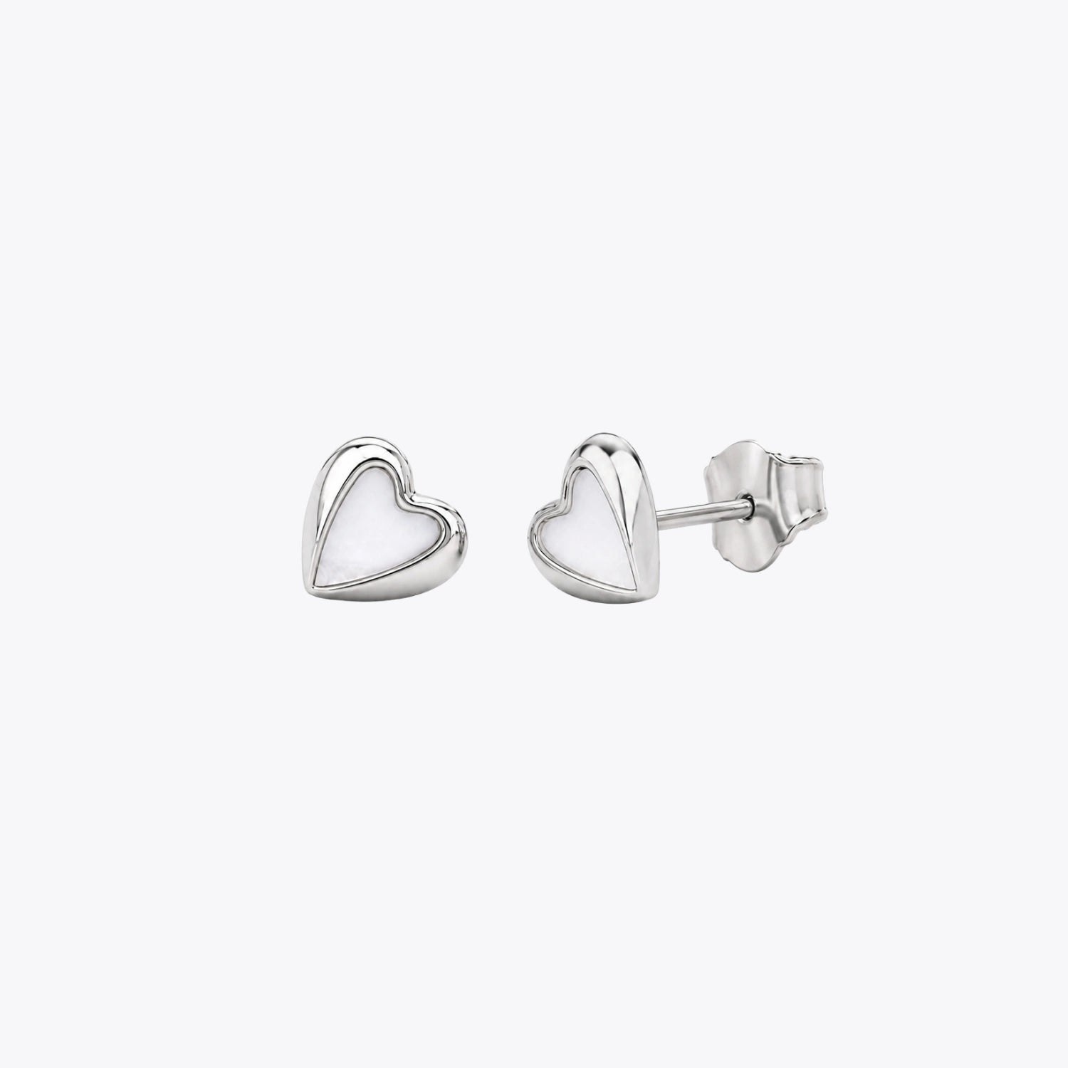 Silver Heart Mother-of-Pearl Stud Earrings image 2