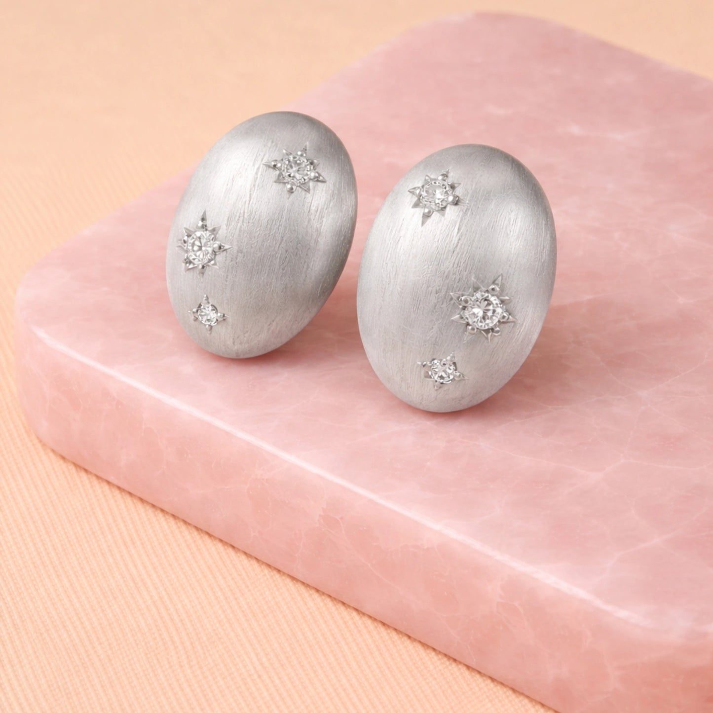Celestial Oval Silver Stud Earrings image 0