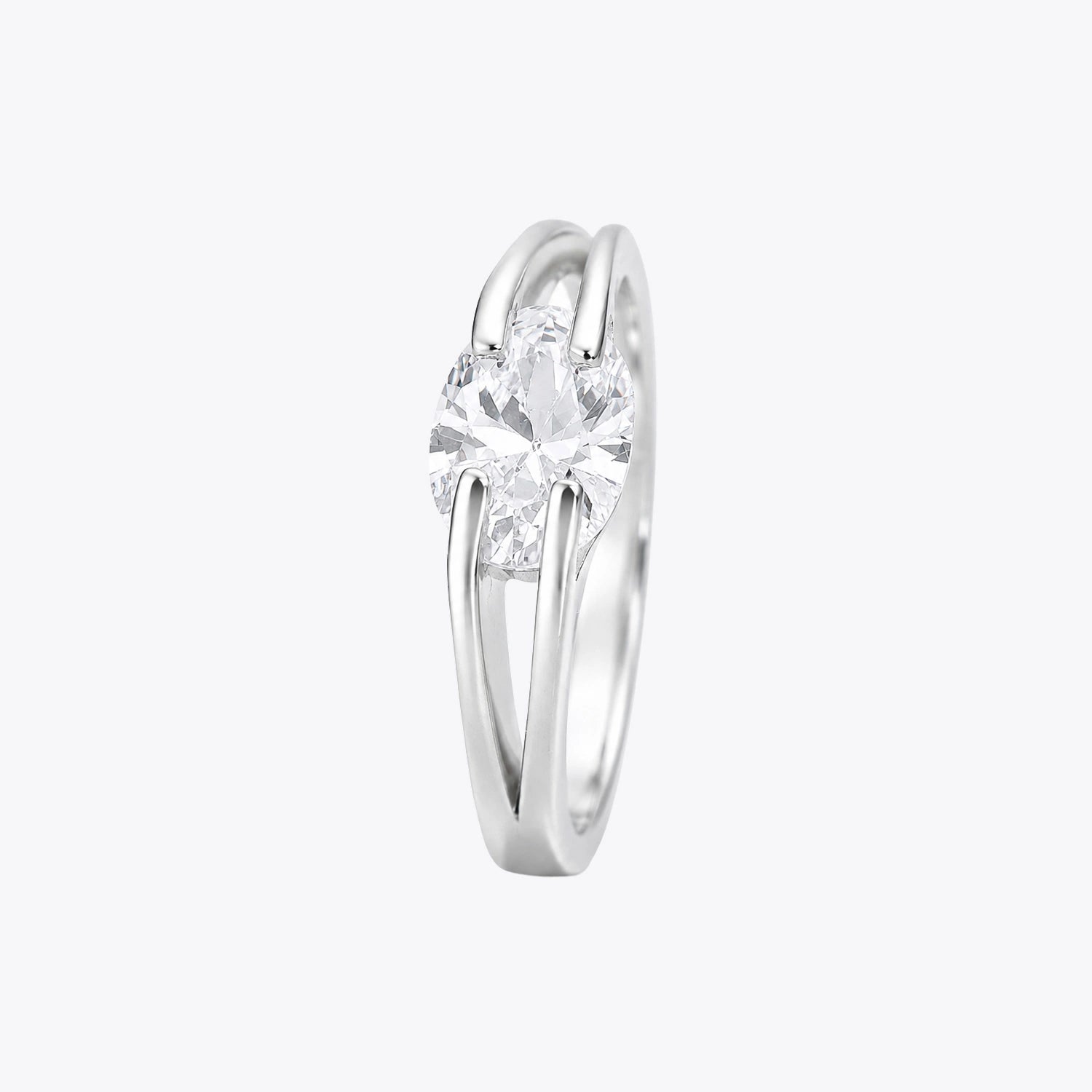 The Alencia Urban Serenade Split-Shank Oval Solitaire Ring image 2