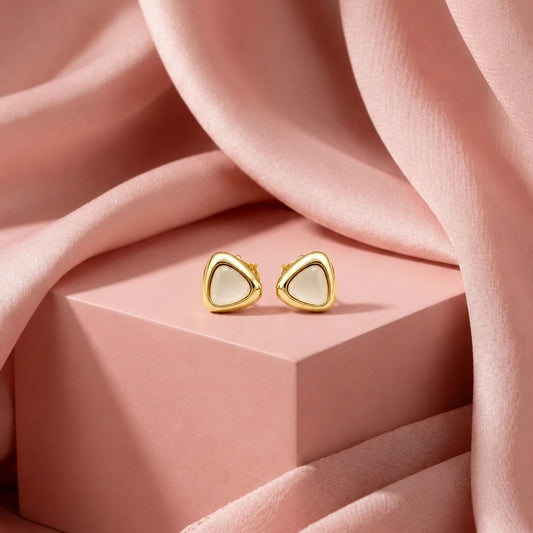 Golden Triangle Pearl Stud Earrings image 0