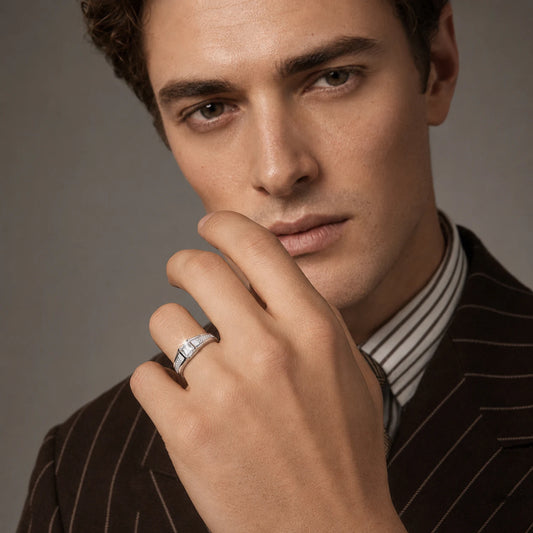 The Alencia Urban Grid Solitaire Silver Ring image 1