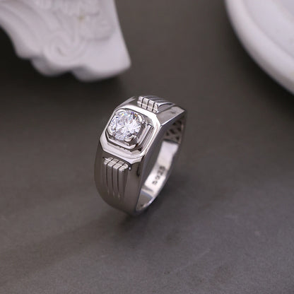 The Alencia Urban Grooved Solitaire Silver Ring image 0