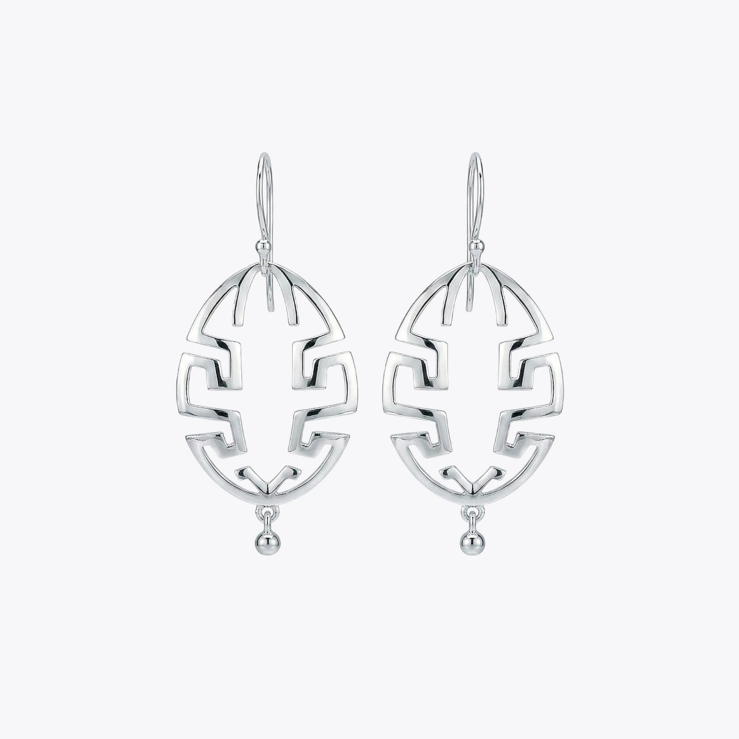 Silver Geometric Maze Drop Earrings image 2