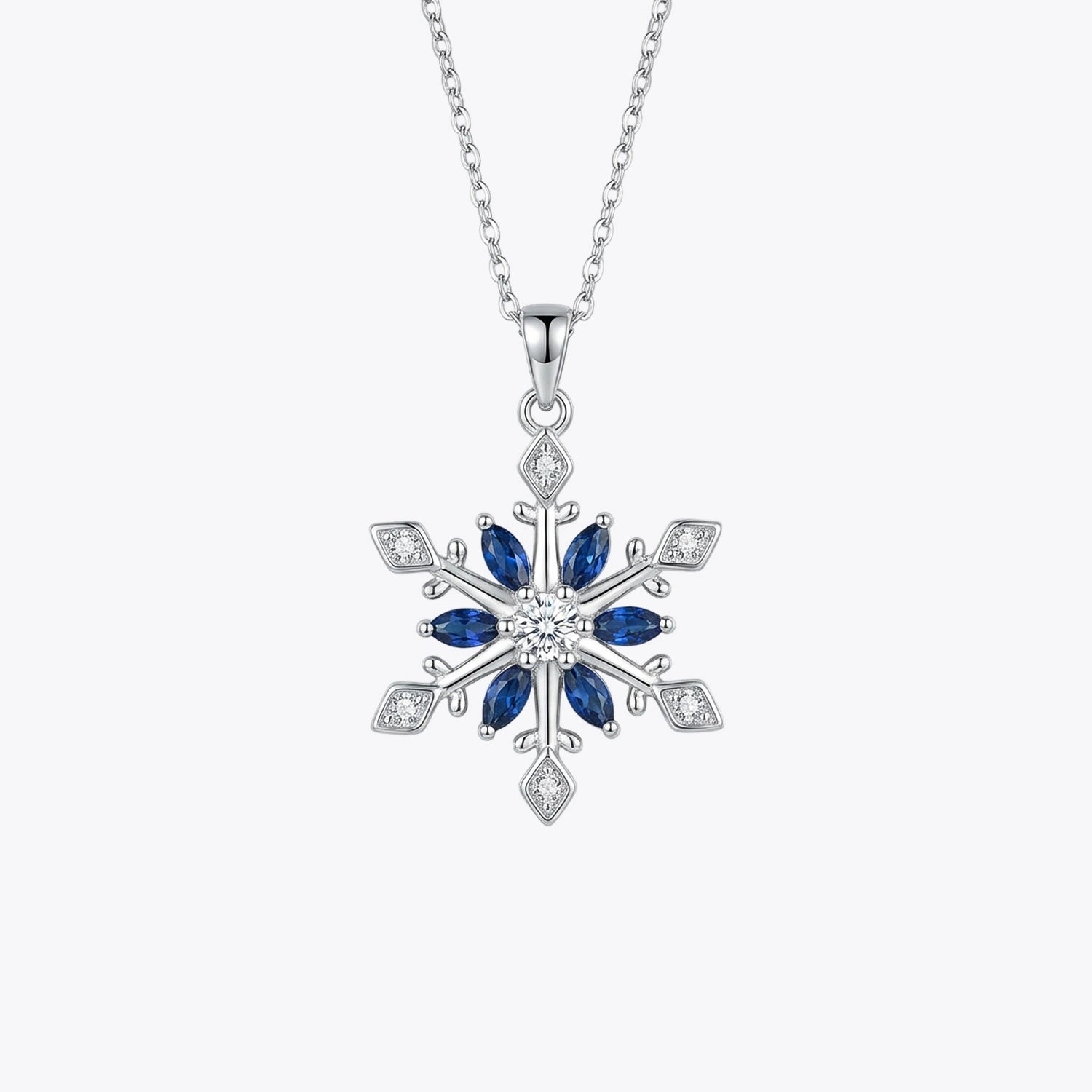 Blue Snowflake Silver Pendant Necklace image 2