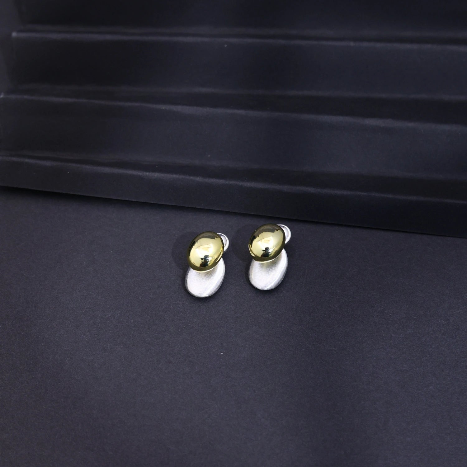 Two-Tone Oval Stud Earrings image 0