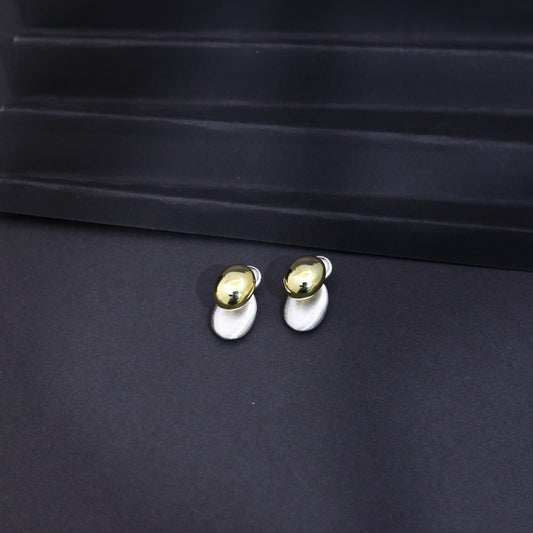 Two-Tone Oval Stud Earrings image 0
